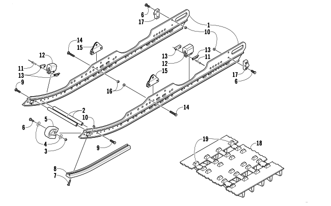 Parts Diagram for Arctic Cat 2003 ZL 600 EFI (ESR ) SNOWMOBILE SLIDE RAIL AND TRACK ASSEMBLY