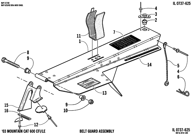 Parts Diagram for Arctic Cat 2003 MOUNTAIN CAT 600 EFI () SNOWMOBILE BELT GUARD ASSEMBLY