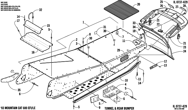 Parts Diagram for Arctic Cat 2003 MOUNTAIN CAT 600 EFI ( 144) SNOWMOBILE TUNNEL AND REAR BUMPER