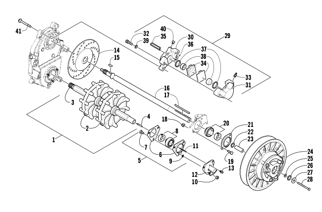 Parts Diagram for Arctic Cat 2003 PANTHER 570 ESR () SNOWMOBILE DRIVE TRAIN SHAFTS AND BRAKE ASSEMBLIES