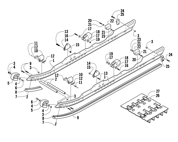 Parts Diagram for Arctic Cat 2003 PANTHER 570 ESR () SNOWMOBILE SLIDE RAIL AND TRACK ASSEMBLY