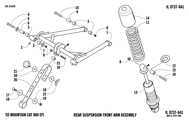Parts Diagram for Arctic Cat 2003 MOUNTAIN CAT 800 EFI ( 144) SNOWMOBILE REAR SUSPENSION FRONT ARM ASSEMBLY