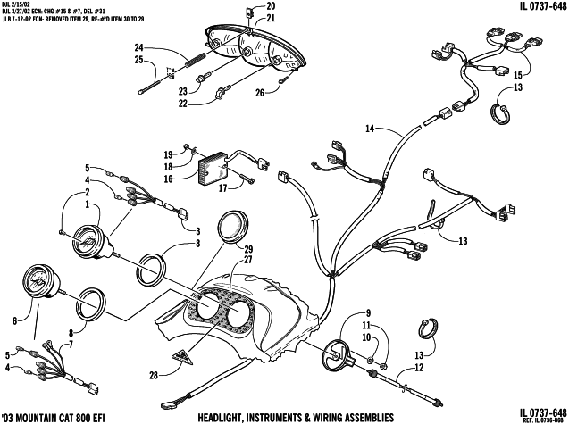 Parts Diagram for Arctic Cat 2003 MOUNTAIN CAT 800 EFI () SNOWMOBILE HEADLIGHT, INSTRUMENTS, AND WIRING ASSEMBLIES
