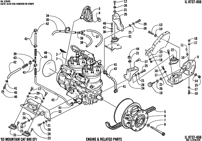 Parts Diagram for Arctic Cat 2003 MOUNTAIN CAT 800 EFI () SNOWMOBILE ENGINE AND RELATED PARTS