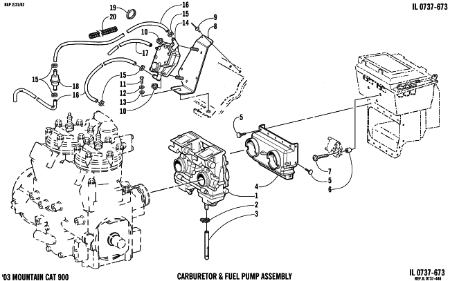 Parts Diagram for Arctic Cat 2003 MOUNTAIN CAT 900 1M ( 159) SNOWMOBILE CARBURETOR AND FUEL PUMP ASSEMBLY
