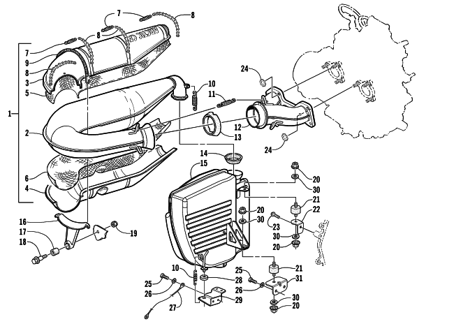 Parts Diagram for Arctic Cat 2003 PANTERA 800 EFI ESR SNOWMOBILE EXHAUST ASSEMBLY