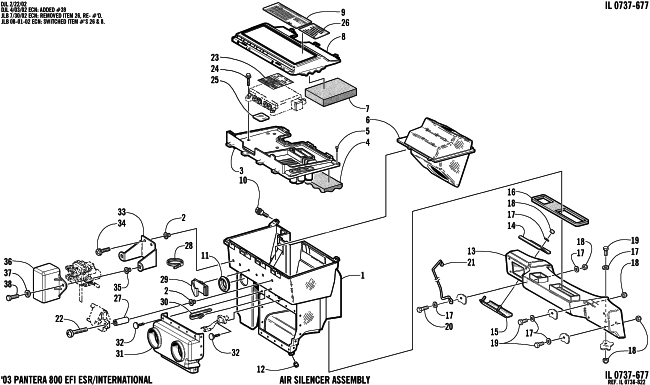 Parts Diagram for Arctic Cat 2003 PANTERA 800 EFI ESR () SNOWMOBILE AIR SILENCER ASSEMBLY
