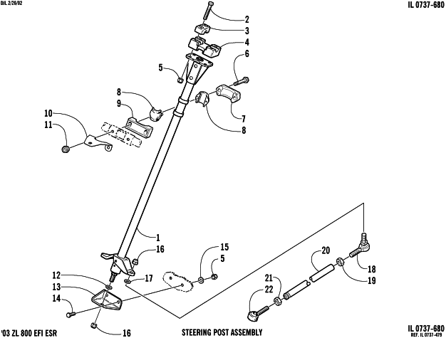 Parts Diagram for Arctic Cat 2003 ZL 800 EFI ESR (ESR ) SNOWMOBILE STEERING POST ASSEMBLY
