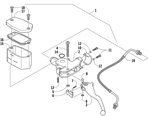 Parts Diagram for Arctic Cat 2003 400 4X4 AUTOMATIC TRANSMISSION () ATV HYDRAULIC HAND BRAKE ASSEMBLY