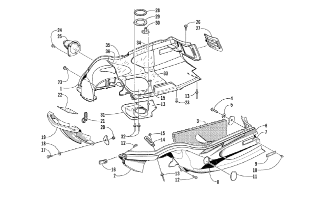 Parts Diagram for Arctic Cat 2003 ZL 800 EFI ESR (ESR ) SNOWMOBILE BELLY PAN AND FRONT BUMPER ASSEMBLY