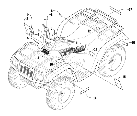 Parts Diagram for Arctic Cat 2003 500 FIS AUTOMATIC TRANSMISSION () ATV DECALS