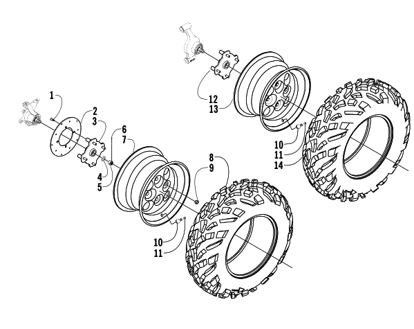 Parts Diagram for Arctic Cat 2003 400 FIS AUTOMATIC TRANSMISSION (2X4 ) ATV WHEEL AND TIRE ASSEMBLY