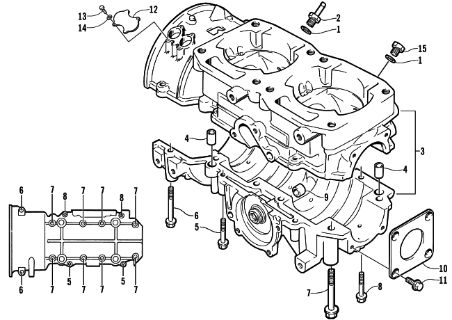 Parts Diagram for Arctic Cat 2003 PANTERA 550 SNOWMOBILE CRANKCASE ASSEMBLY
