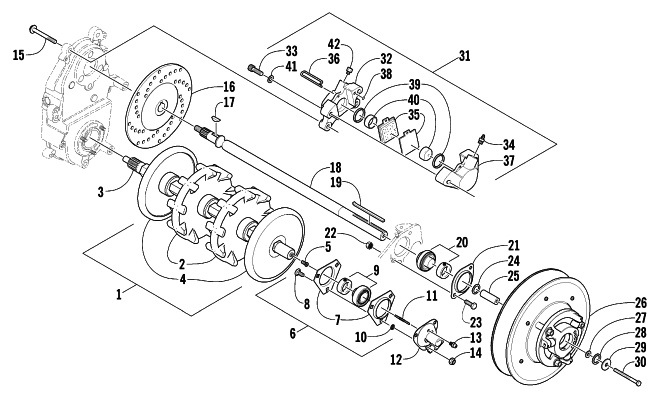 Parts Diagram for Arctic Cat 2003 ZR 800 EFI () SNOWMOBILE DRIVE TRAIN SHAFTS AND BRAKE ASSEMBLIES