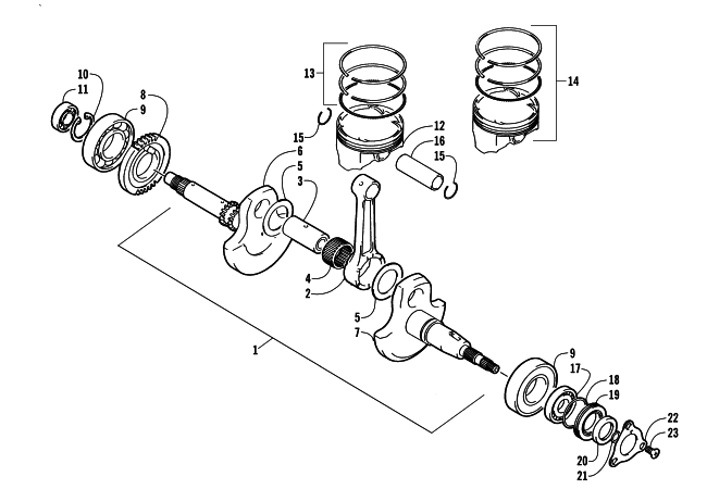 Parts Diagram for Arctic Cat 2004 400 MANUAL TRANSMISSION 4X4 FIS MRP ATV CRANKSHAFT ASSEMBLY