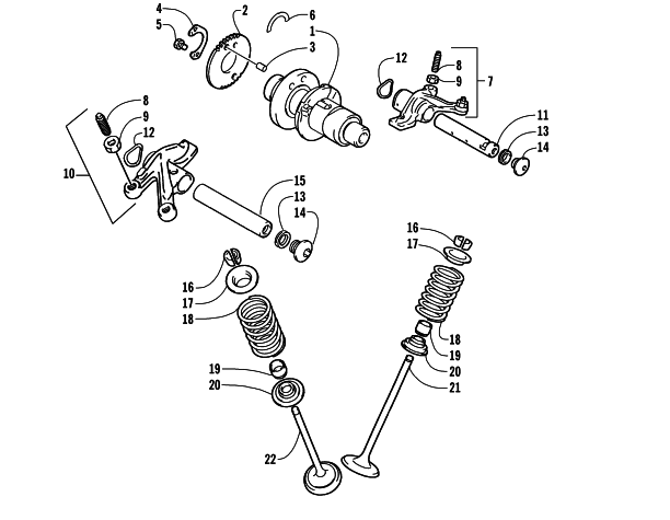Parts Diagram for Arctic Cat 2004 400 MANUAL TRANSMISSION 4X4 ATV CAMSHAFT/VALVE ASSEMBLY