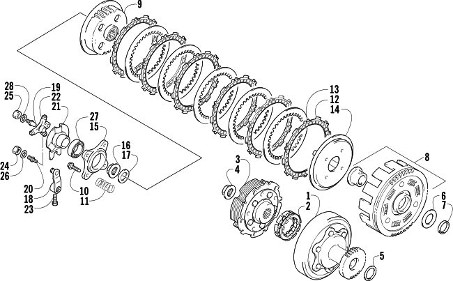 Parts Diagram for Arctic Cat 2004 400 MANUAL TRANSMISSION 4X4 FIS MRP ATV CLUTCH ASSEMBLY