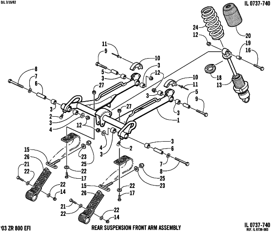 Parts Diagram for Arctic Cat 2003 ZR 800 EFI () SNOWMOBILE REAR SUSPENSION FRONT ARM ASSEMBLY