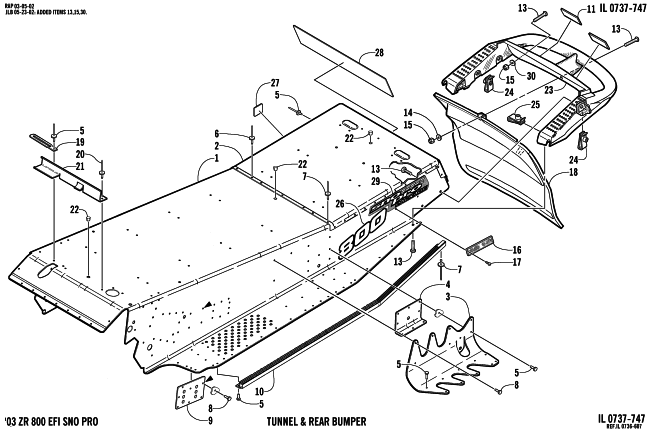 Parts Diagram for Arctic Cat 2003 ZR 800 EFI SNO PRO () SNOWMOBILE TUNNEL AND REAR BUMPER
