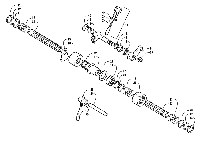 Parts Diagram for Arctic Cat 2006 400 MANUAL TRANSMISSION 4X4 FIS ATV SECONDARY SHIFTING ASSEMBLY