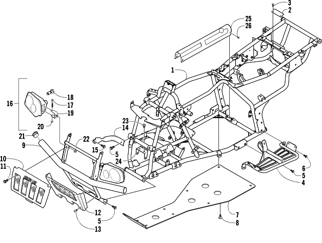 Parts Diagram for Arctic Cat 2003 300 (4X4 ) ATV FRAME AND RELATED PARTS