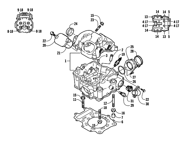 Parts Diagram for Arctic Cat 2003 500 FIS AUTOMATIC TRANSMISSION ( - MRP) ATV CYLINDER HEAD ASSEMBLY