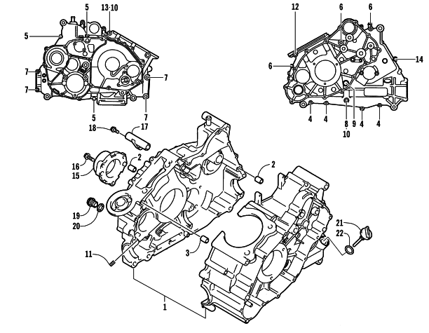 Parts Diagram for Arctic Cat 2007 500 AUTOMATIC TRANSMISSION 4X4 FIS ATV CRANKCASE ASSEMBLY