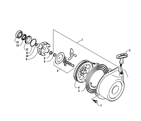 Parts Diagram for Arctic Cat 2005 500 AUTOMATIC TRANSMISSION 4X4 FIS LE ATV RECOIL STARTER ASSEMBLY