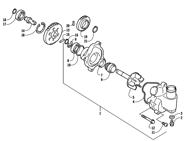 Parts Diagram for Arctic Cat 2005 500 AUTOMATIC TRANSMISSION 4X4 TBX ATV WATER PUMP ASSEMBLY