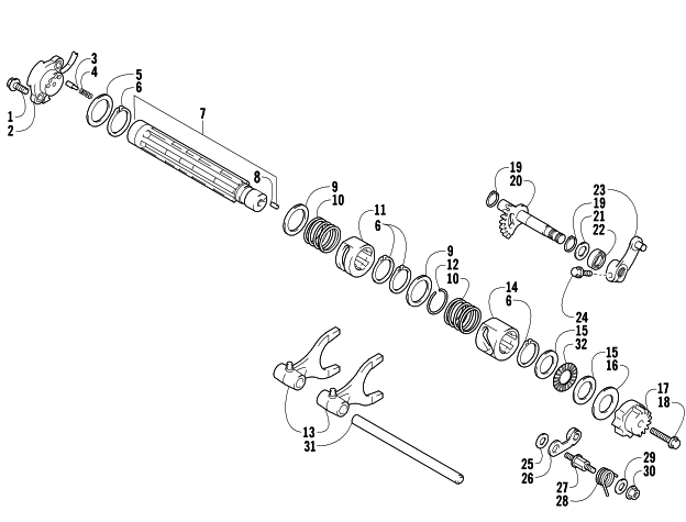 Parts Diagram for Arctic Cat 2005 500 AUTOMATIC TRANSMISSION 4X4 TBX ATV GEAR SHIFTING ASSEMBLY