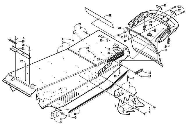 Parts Diagram for Arctic Cat 2003 ZR 900 SNO PRO () SNOWMOBILE TUNNEL AND REAR BUMPER