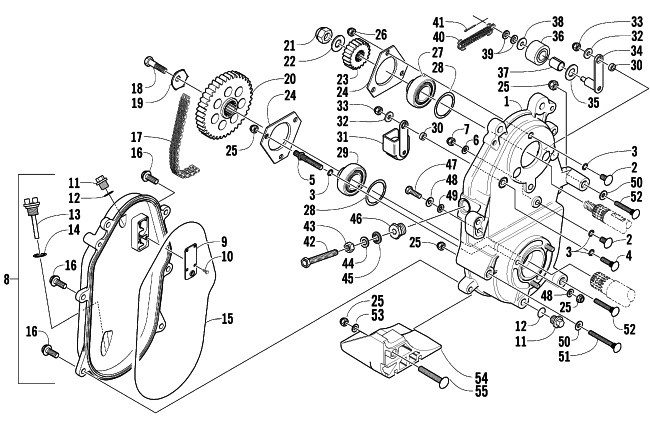 Parts Diagram for Arctic Cat 2003 Z 570 SNOWMOBILE DRIVE/DROPCASE ASSEMBLY