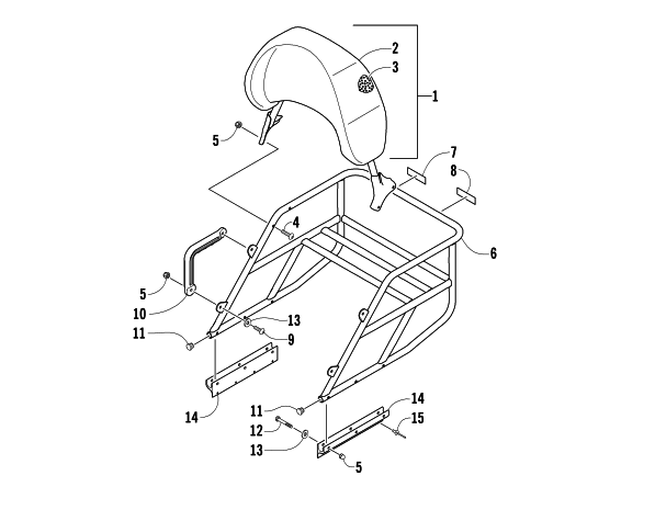 Parts Diagram for Arctic Cat 2006 PANTHER 370 R SNOWMOBILE RACK AND BACKREST ASSEMBLY