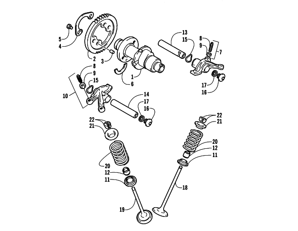 Parts Diagram for Arctic Cat 2005 500 AUTOMATIC TRANSMISSION 4X4 TBX ATV CAMSHAFT/VALVE ASSEMBLY