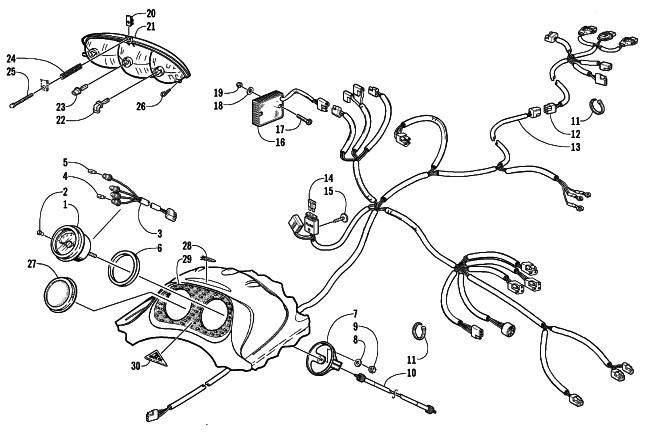 Parts Diagram for Arctic Cat 2003 Z 570 SNOWMOBILE HEADLIGHT, INSTRUMENTS, AND WIRING ASSEMBLIES (ESR)