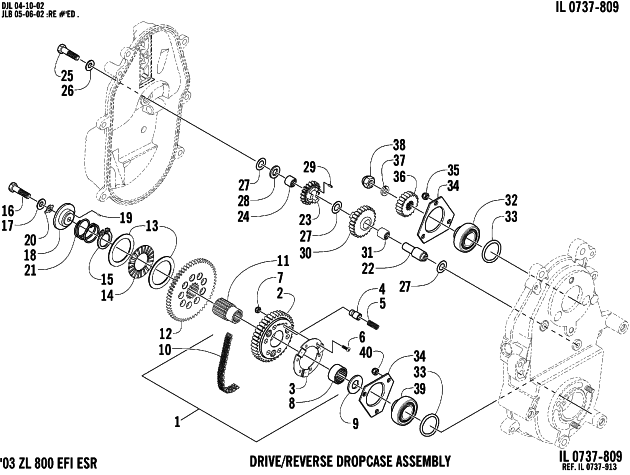 Parts Diagram for Arctic Cat 2003 ZL 800 EFI ESR (ESR ) SNOWMOBILE DRIVE/REVERSE DROPCASE ASSEMBLY