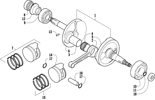 Parts Diagram for Arctic Cat 2005 250 4X4 ATV CRANKSHAFT ASSEMBLY