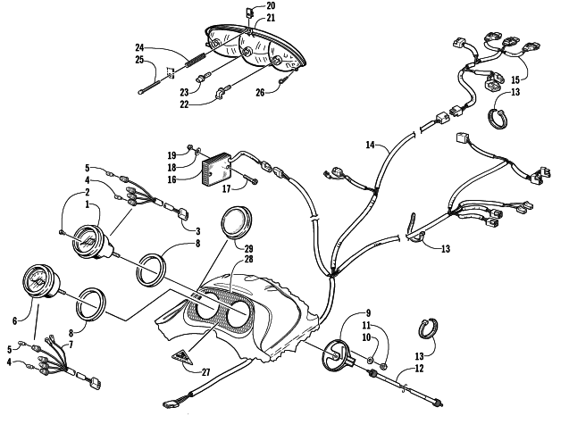 Parts Diagram for Arctic Cat 2003 MOUNTAIN CAT 570 SNOWMOBILE HEADLIGHT, INSTRUMENTS, AND WIRING ASSEMBLIES