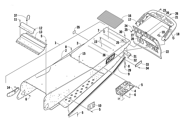 Parts Diagram for Arctic Cat 2003 MOUNTAIN CAT 570 SNOWMOBILE TUNNEL AND REAR BUMPER