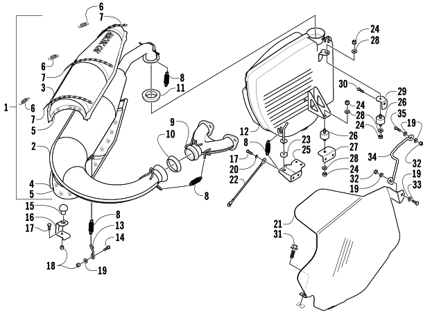 Parts Diagram for Arctic Cat 2003 MOUNTAIN CAT 570 SNOWMOBILE EXHAUST ASSEMBLY