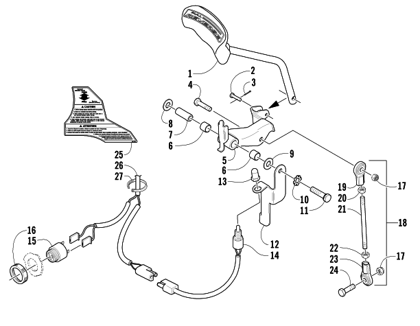 Parts Diagram for Arctic Cat 2005 KING CAT 900 SNOWMOBILE REVERSE SHIFT LEVER ASSEMBLY (OPTIONAL)