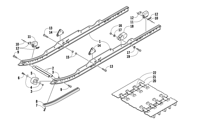 Parts Diagram for Arctic Cat 2003 BEARCAT WIDE TRACK SNOWMOBILE SLIDE RAIL AND TRACK ASSEMBLY