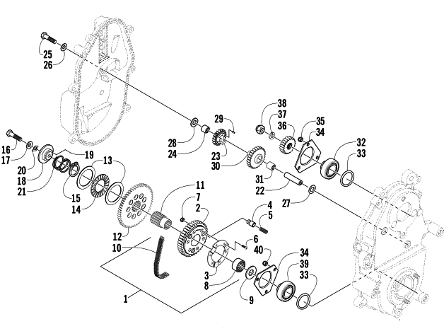 Parts Diagram for Arctic Cat 2003 PANTERA 550 () SNOWMOBILE DRIVE/REVERSE DROPCASE ASSEMBLY