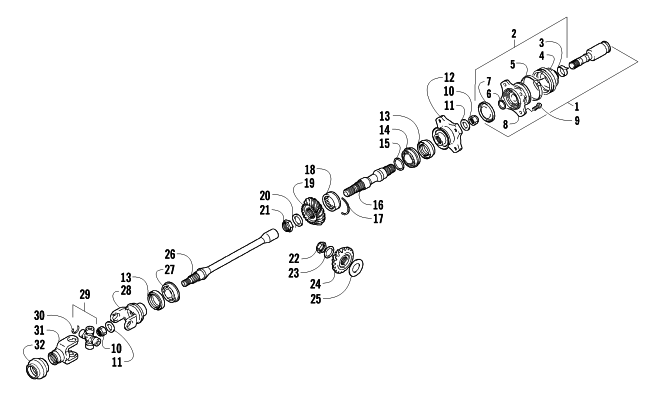 Parts Diagram for Arctic Cat 2003 400 4X4 AUTOMATIC TRANSMISSION () ATV SECONDARY DRIVE ASSEMBLY