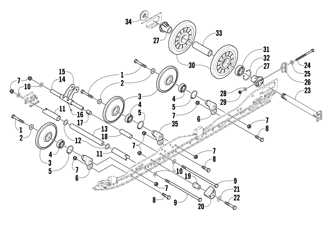 Parts Diagram for Arctic Cat 2003 FIRECAT 700 EFI SNO PRO SNOWMOBILE IDLER WHEEL ASSEMBLY