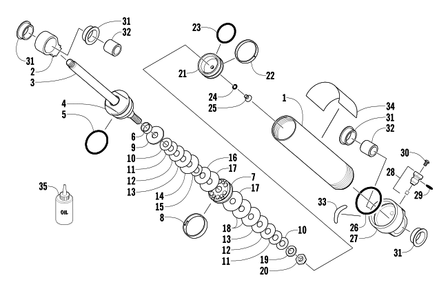 Parts Diagram for Arctic Cat 2004 FIRECAT 600 EFI EARLY BUILD SNOWMOBILE REAR SUSPENSION REAR ARM SHOCK ABSORBER