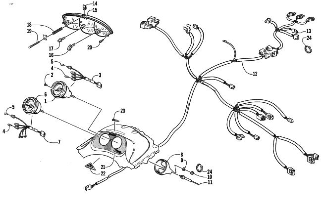 Parts Diagram for Arctic Cat 2003 BEARCAT WIDE TRACK SNOWMOBILE HEADLIGHT, INSTRUMENTS, AND WIRING ASSEMBLIES