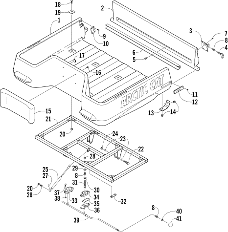 Parts Diagram for Arctic Cat 2004 500 AUTOMATIC TRANSMISSION 4X4 TBX ATV CARGO BOX AND TILT FRAME ASSEMBLY