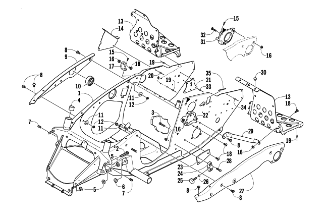 Parts Diagram for Arctic Cat 2003 FIRECAT 700 EFI SNOWMOBILE FRONT FRAME AND FOOTREST ASSEMBLY