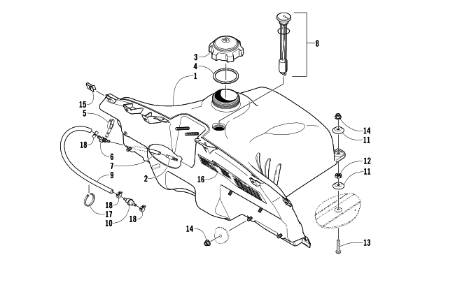Parts Diagram for Arctic Cat 2004 FIRECAT 600 SNOWMOBILE GAS TANK ASSEMBLY